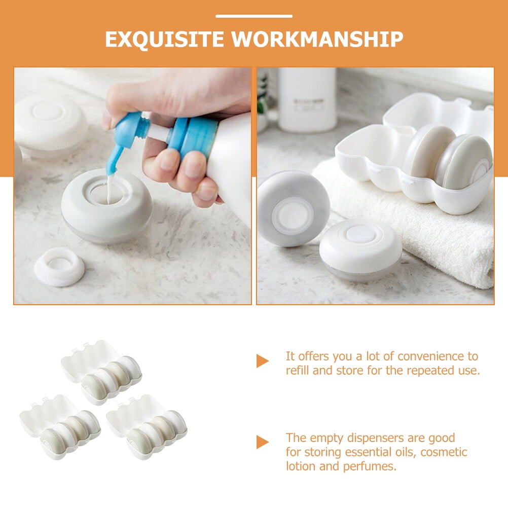 FENGGUIQU 3Sets White Plastic Emulsion Containers with Leak Proof Press Dispenser for Storage