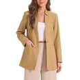 thumbnail image 1 of BLAZER DE OFICINA CON SOLAPA Y CUELLO EN V DE MANGA LARGA PARA MUJERES INSPIRAR CHIC, ABIERTO EN FRONTAL, FORRADO, CON DOS BOLSILLOS, TALLA XL, COLOR MARRÓN, 1 of 6