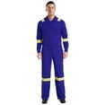 thumbnail image 1 of YONGHS Men's High Visibility Classic Workwear Reflective Stripes Work Coveralls with Pockets Blue S, 1 of 8
