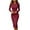 Wine, variant on Formal Dresses for Women Long Sleeve Button Front Slim Dresses Back Slit Solid Work Bodycon Dresses