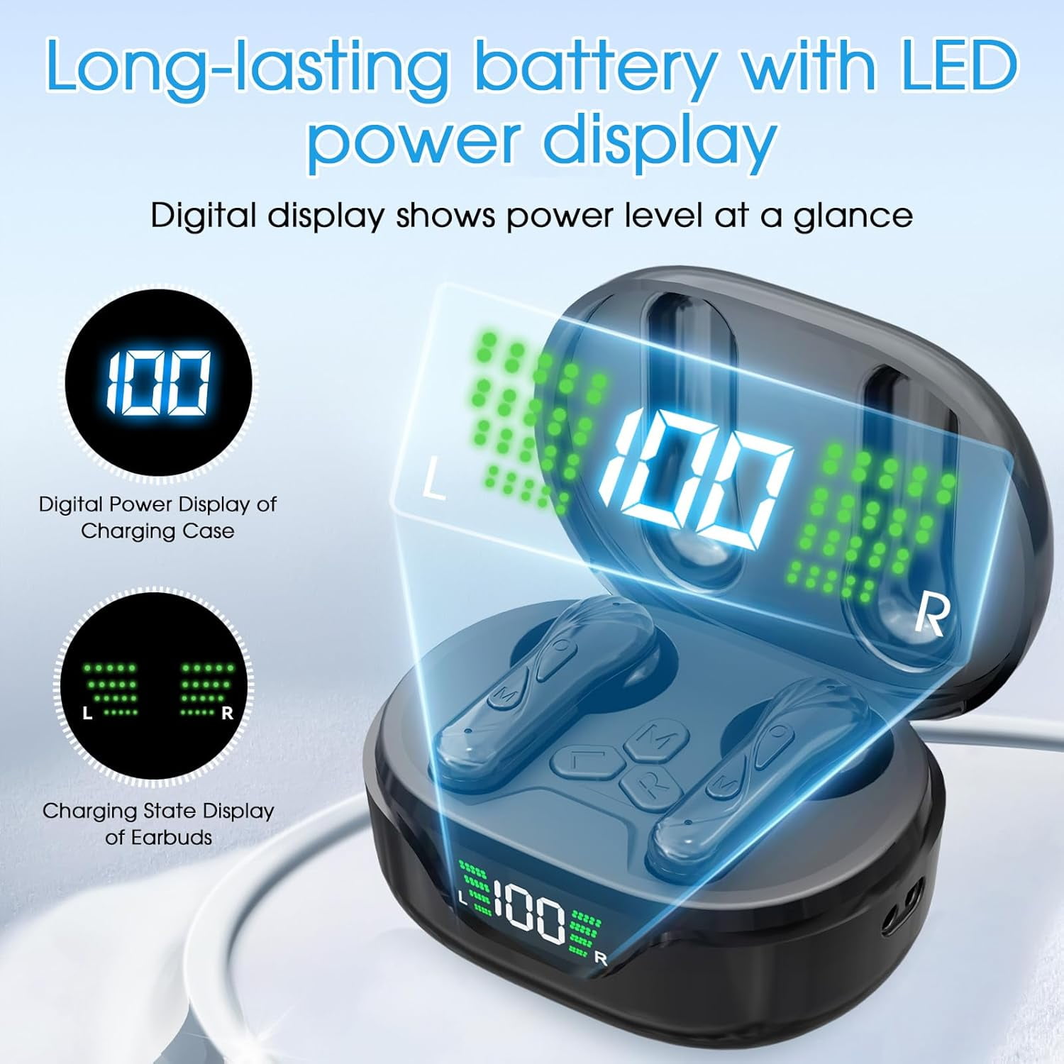 Adofi Hearing Aids, Rechargeable Hearing Aids for Seniors with Noise Cancelling, Hearing Amplifier for Adults Hearing Loss Device with LED Power Display, Digital Amplifier Into Ear No Squealing-Black