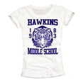 thumbnail image 2 of Hawkins Middle School Womens T Shirt Stranger Top White Things S M L, 2 of 5