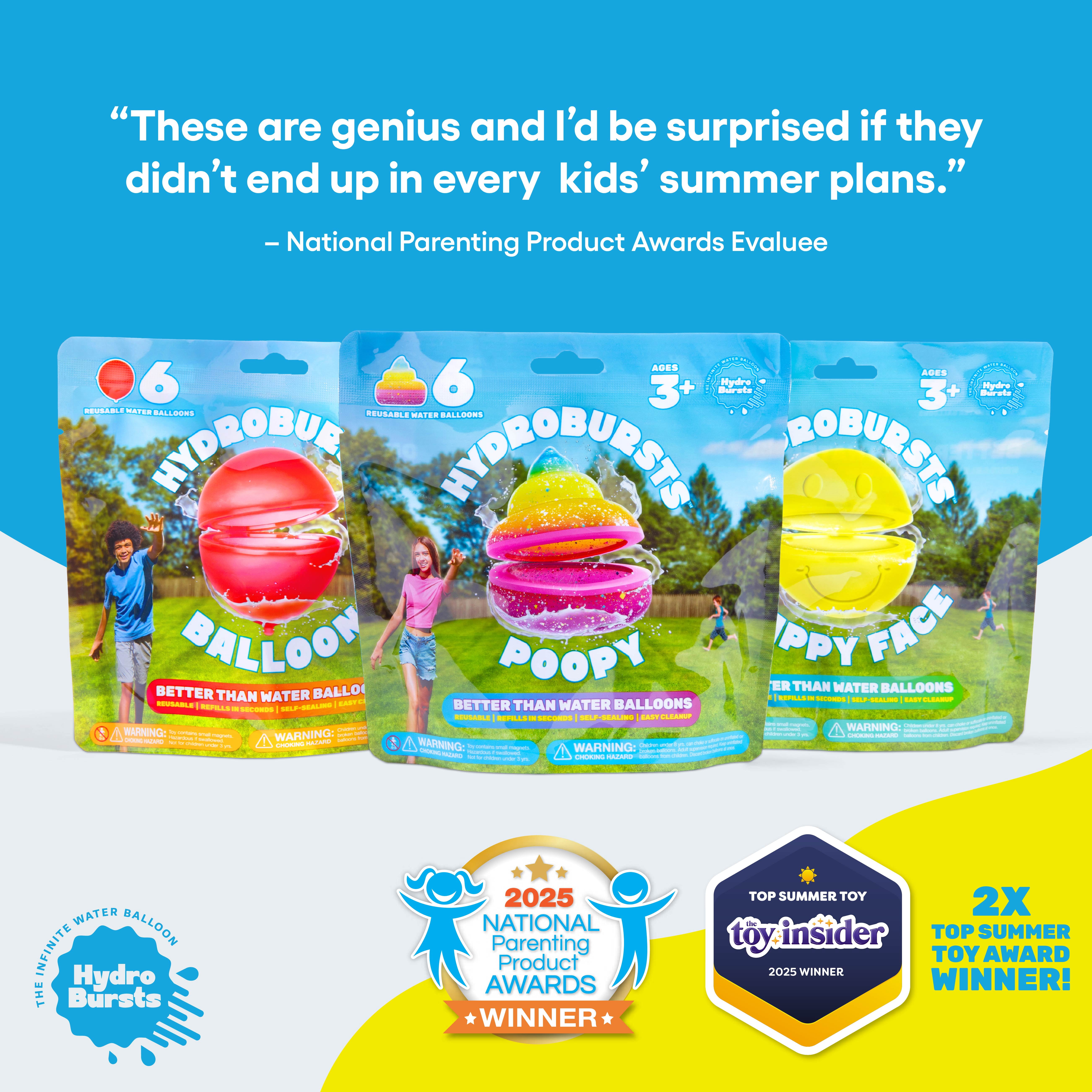 Hydroburst 6-Pack Reusable Water Balloons, Includes 6 Refillable Balloons by What Do You Meme?