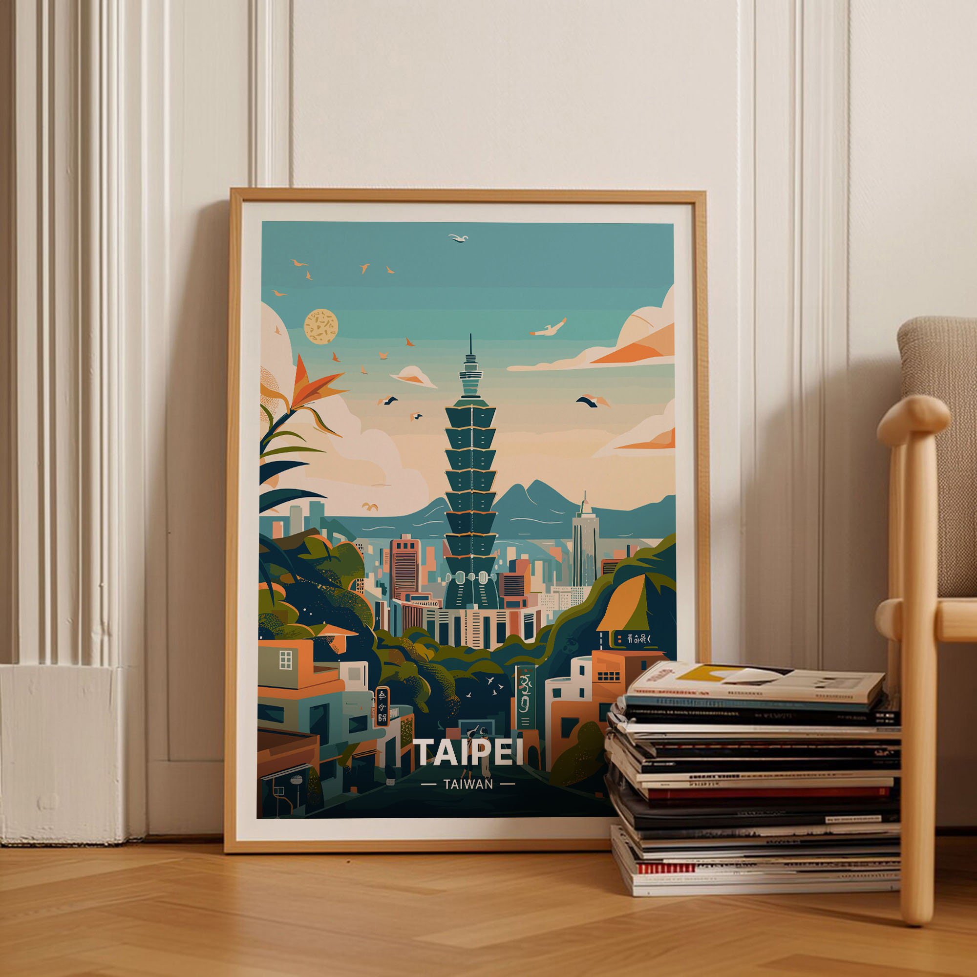 Taipei City Skyline Taiwan Travel C20-631 Decorative Wall Art Poster , Poster Print Only