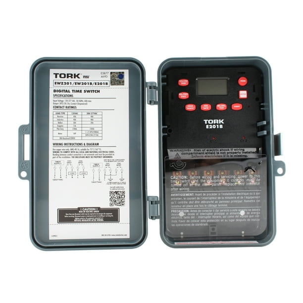 NSI Tork E201B Outdoor Digital Timer Switch, 24Hour, 2Channel, SPST