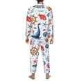 thumbnail image 5 of Kll Watercolor Nautical Sleepwear Mens Flannel Pajamas,Long Cotton Pj Set, 5 of 9