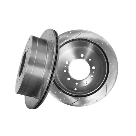 Rear 345mm Drilled Slotted Brake Disc Rotors For 2007-2021 Toyota Tundra