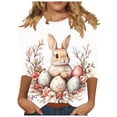 thumbnail image 2 of SwiftWear Cute Rabbit T-Shirt for Women Loose Fit Everyday Plus Size Basic Top Soft Breathable Casual 3/4 Sleeve Tee, 2 of 5