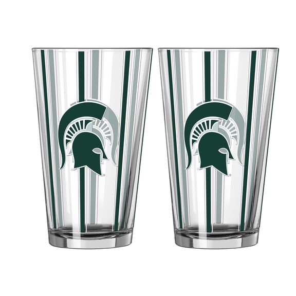 Logo Brands Michigan State Spartans Two-Piece 16oz. Striped Pint Glass Set