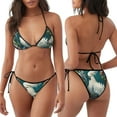 thumbnail image 3 of KLL Tropical Parrot Floral Artwork Print Bikini Set for Women,String Two Piece Halter Top Triangle Bikini Set with Tie Side Bottom Sexy Swimsuit Bathing Suits, 3 of 6