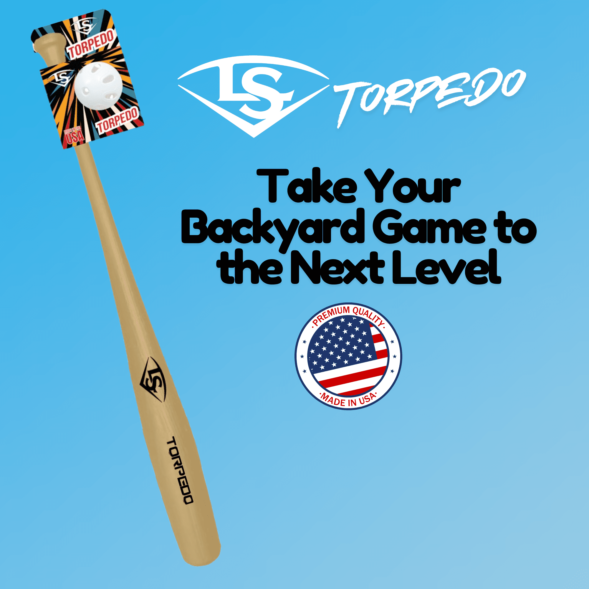 Louisville Slugger Torpedo Plastic Bat and Ball Set, Backyard & Youth Baseball Play