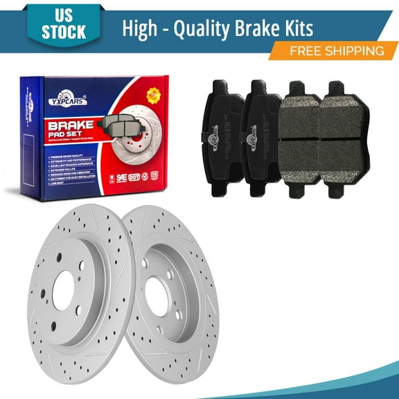YXPCARS 6PCS Rear Brake Kits, Drilled & Slotted Brake Rotors   Ceramic Brake Pads Kit for 2009-2010 Pontiac Vibe 2008-2015 Scion XB 2009-2011 2013 2014 Toyota Matrix (31508 1354)