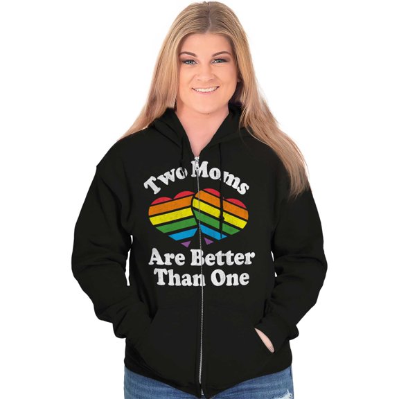 Two Moms are Better than One LGBTQ Zip Hoodie Sweatshirt Women Brisco Brands S