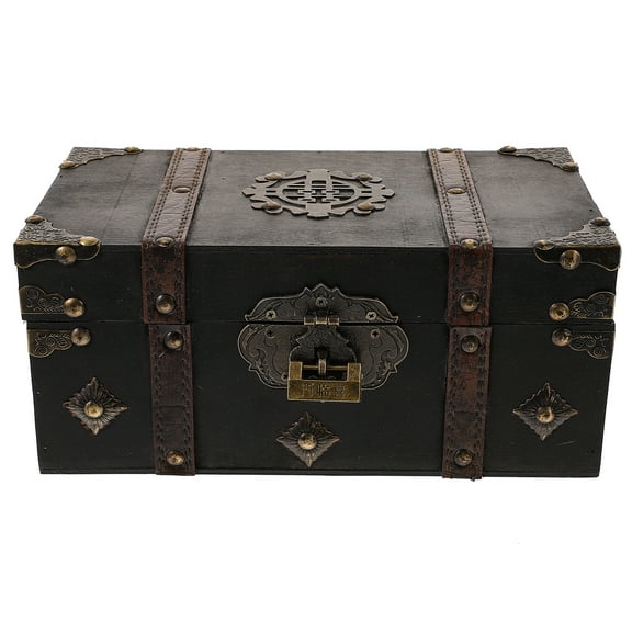 OUNONA Wooden Keepsake Box with Lock for Decor Grey Color Practical Jewelry Organizer 9 x 6 x 4 Inches