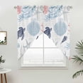 thumbnail image 5 of Blue Red Coastal Nautical Kitchen Window Curtains, Swag Curtains Valance for Bedroom Living Room Bathroom, Beach Sea Turtle Ocean Coral Starfish Rod Pocket Window Block Drapes 2 Panels 36"x63", 5 of 9