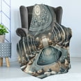 thumbnail image 3 of Ambesonne Art Nouveau Fleece Throw Blanket Panorama of a Pool Hall 60"x80" Pale Taupe Blue Grey, 3 of 5