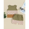 thumbnail image 4 of vera natura Baby Boys Shorts Set, Sleeveless Tank Top with Elastic Waist Shorts Plaid Summer Outfit, 4 of 8