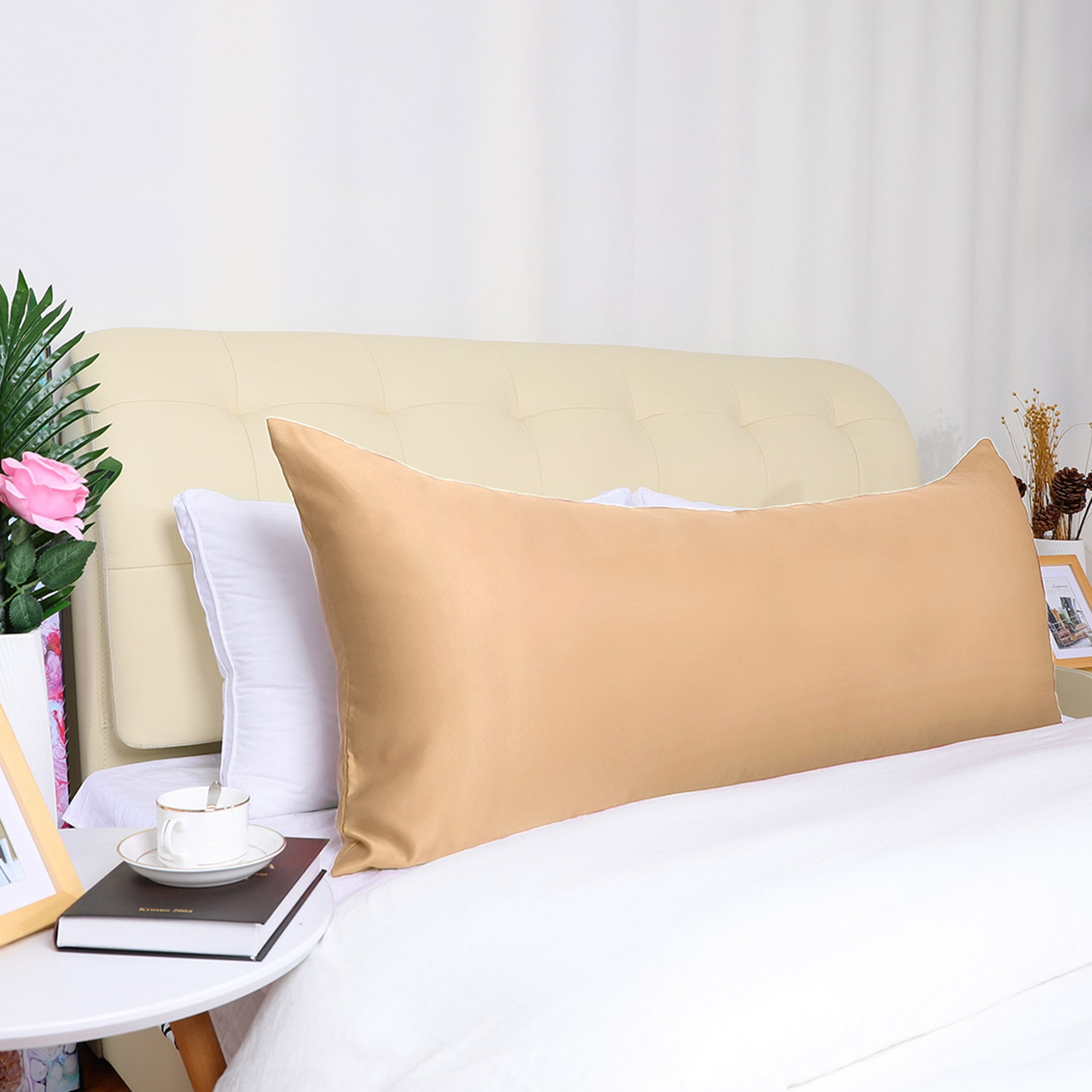 SilkySoft Satin Pillowcases with Zipper 21x72inch Long Pillow Case