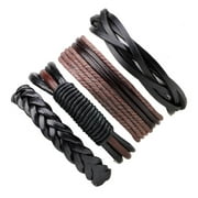KURTRUSSEL Jygee 4Pcs/set Men Boys Leather Bracelet Woven Bangles Vintage Male Birthday Gift Jewelry Wristband