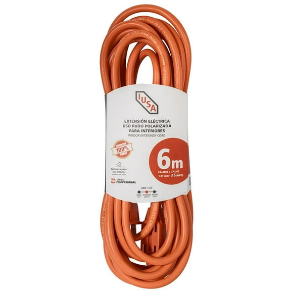 Extension Anaranjada de Uso Rudo, IUSA, 2 x 16 AWG 6 M