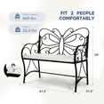 thumbnail image 2 of Zimtown Black Metal Outdoor Bench with Butterfly Backrest, Patio Loveseat Bench with White Cushion, Garden Porch Bench for 2 People, 2 of 9