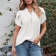 thumbnail image 4 of Women's Dressy Casual Business Work Blouses V Neck Loose Petal Short Sleeve T Shirts Womens Athletic Tee T Shirt for Women Casual Summer Tees for Women Trendy Womens Long Sleeve Tees Large Women T, 4 of 5