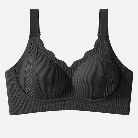 Yotami Wireless Bras for Women Seamless Breathable Underwear for Daily Push Up Support Bra, 34A, Black