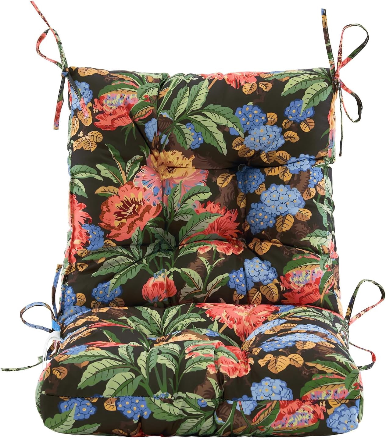 Outdoor Chair Cushions Seat & Low Back,40"x20"x4",Tufted Thick Patio Outside Wicker Chair Seat Cushion Clearance with Ties for Outdoor Furniture,1 Count,Floral
