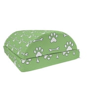 Paw Print Foot Rest, Greenery Monochrome Pet Themed Pattern with Foot Marks and Bones, Non-Slip Backing Adjustable Ergonomic Memory Foam Leg Support for Office, Pastel Green and White, by Ambesonne