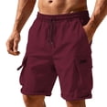 thumbnail image 2 of Mifsaly Mens Shorts Cargo Quick Dry Lightweight Hiking Shorts with Multi Pockets Elastic Drawstring Waist Workout Outdoor Casual Summer Clothes with Multi Pockets Wine,XL, 2 of 6