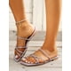 thumbnail image 2 of Criss Cross Toe Ring Design Thong Sandals, Khaki Fashion Solid Color T-strap Sandals, 2 of 4