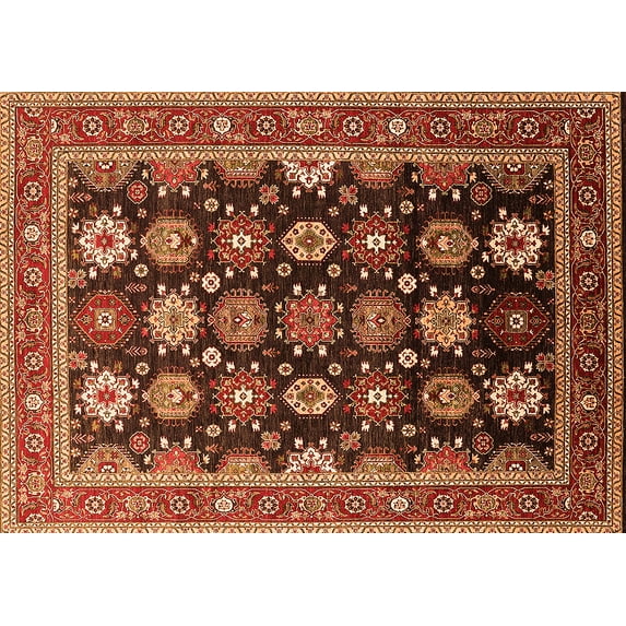 Ahgly Company Indoor Rectangle Oriental Orange Industrial Area Rugs, 2' x 3'