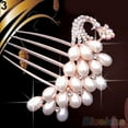 thumbnail image 6 of opvise Wedding Bridal Rhinestone Faux Pearls Hairpin Flower Peacock Hair Clip 6, 6 of 8