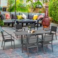 thumbnail image 2 of Outsunny Patio Dining Set, Expandable Table, 6 Stackable Chairs, Dark Grey, 2 of 10