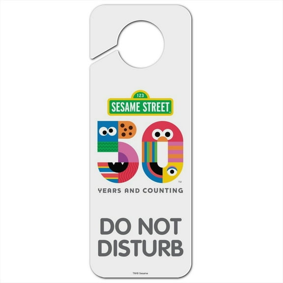 Sesame Street 50th Anniversary Logo Plastic Door Knob Hanger Sign