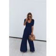 thumbnail image 1 of Combinaison Ample à Manches Courtes et Jambes Larges de Couleur Unie Bleue m, 1 of 5