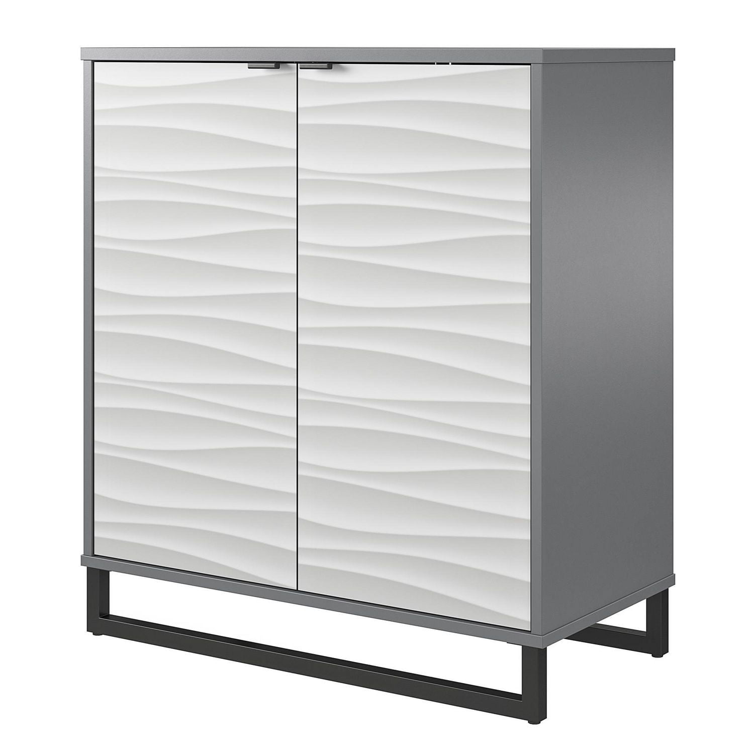 Ameriwood Home Monterey Two-Door Accent Cabinet, Faux Wave Pattern with Graphite