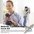 thumbnail image 6 of 50 Sets Plasterboard Wall Plugs and Screws Easy to Install Butterfly Expansion Plug Screw for TV Wall Brackets Hollow Drywall Cavity (50 Anchor and 50 Screw), 6 of 8