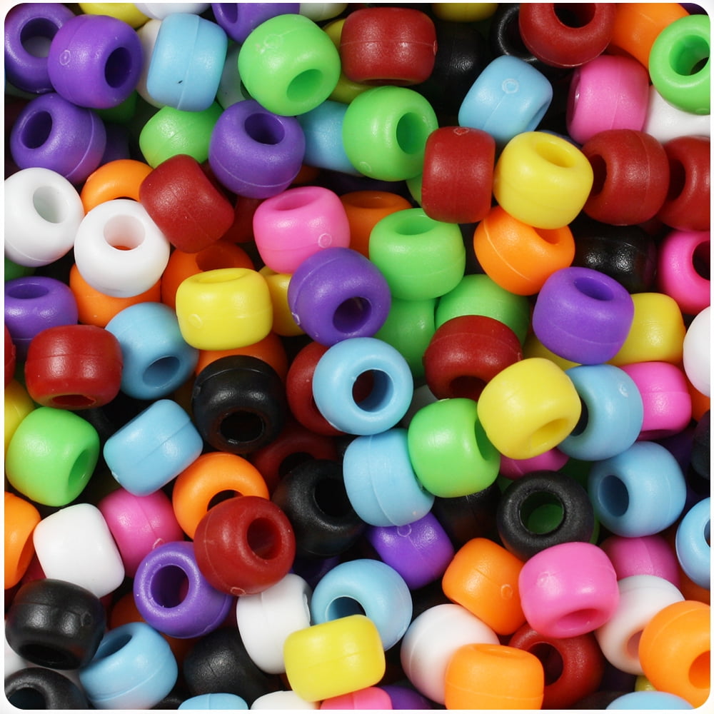 BeadTin Matte Multi 9mm Barrel Pony Beads (500pc) - Walmart.com