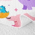 thumbnail image 5 of Homewish Kawaii Dino Twin Quilt Set,Cartoon Wildlife Twin Coverlet Set,White,2 Pieces, 5 of 7