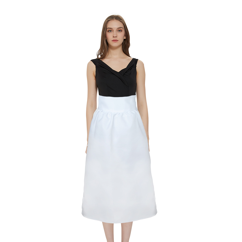 Toptie 2 Pack Maid White Long Half Aprons, Christmas Waist Apron for Party, Great for Cooking Baking-White-Adult Medium