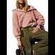 thumbnail image 2 of Sudadera con Capucha y Media Cremallera para Mujer, Informal, de Larga, Corta, con Cremallera de un Cuarto. Almidón de Raíz de XL, 2 of 8