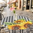 thumbnail image 3 of Sunflower Elastic Fitted Round Table Cover Black Buffalo Check Plaid Waterproof Outdoor Tablecloth for Holiday Party, Picnic, Patio & Dining Fits Tables Up to 55"-60", 3 of 8