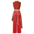thumbnail image 2 of Jhaoyu Robe de Danse de Louange pour Femmes Sans Manches Métallisée à Ourlet Asymétrique avec Pantalon Ample Rouge m, 2 of 6