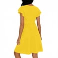 thumbnail image 6 of Guieoi Summer Dresses for Women 2026 Fashionable Solid-Color Flowy-Sleeve V-Neck Waist-Cinched Dress Yellow XXL, 6 of 8