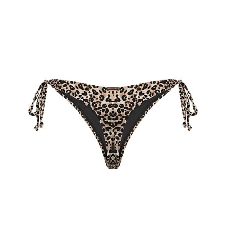 RELLECIGA Women s Leopard Tie Side Thong Bikini Bottom Size Medium