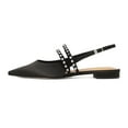 thumbnail image 2 of XYD Women Classic Rhinestone Dual Straps Satin Flats Closed Pointed Toe Studded Slingback Sandals Dating Shoes Size 10.5 Black, 2 of 4