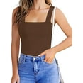 thumbnail image 2 of LELINTA Women's Square Neck Sleeveless Bodysuit Basic Tops Tank Bodysuits, 2 of 4