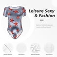 thumbnail image 6 of Gaeub Starfish Navy Blue Stripe Women'S Short Sleeve One Piece Swimsuit Sexy High-Waisted Bodysuit For Swimming, Beach, Sports - Xx-Large, 6 of 9