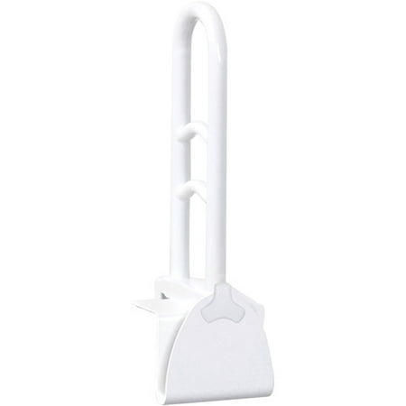 Drive Medical Steel Clamp On Tub Rail in White with Bathtub Wall